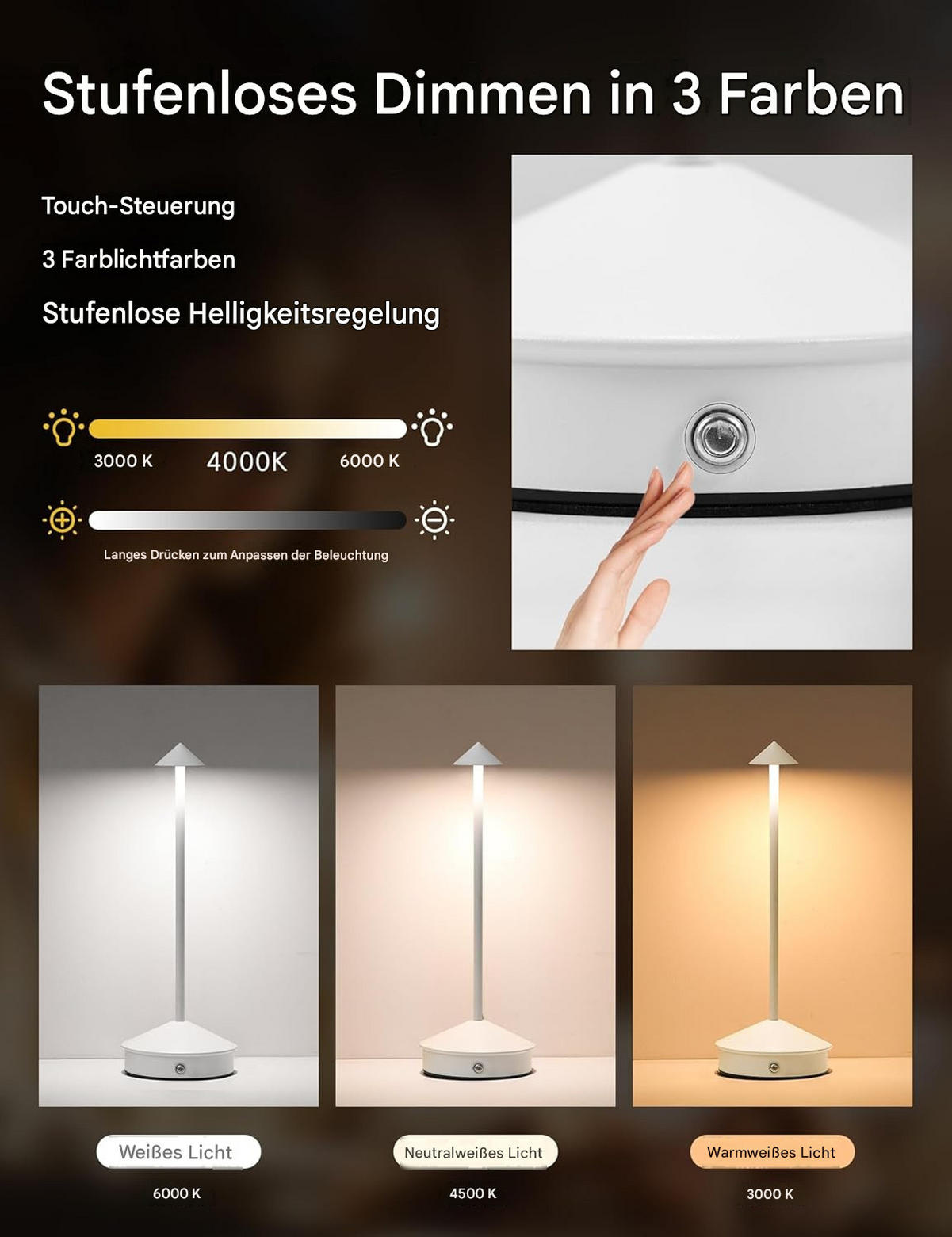 TISCHLEUCHTE USB LED Weiß Dimmbar - Weiß, Metall (11/11/31cm) - Weltevree