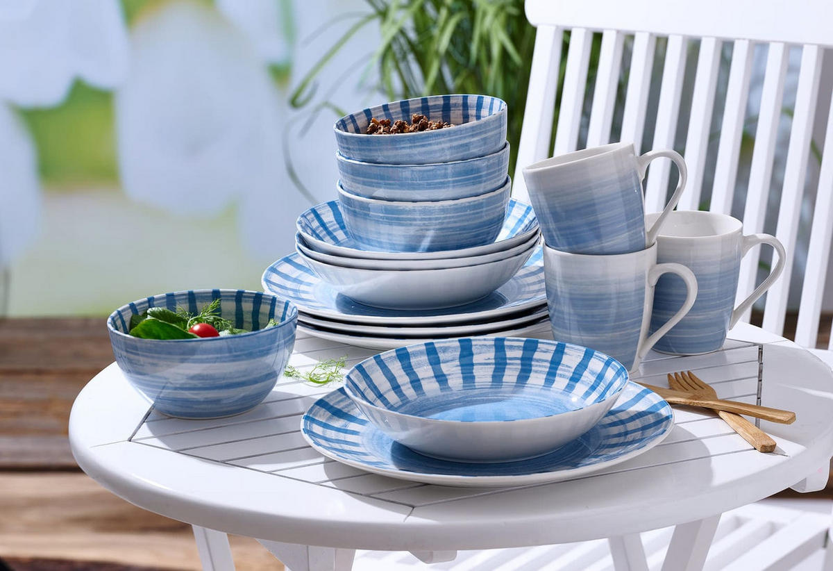 KOMBISERVICE Sole Mio Blau 16er Set - Blau, Keramik (28/28/30cm) - Ritzenhoff Breker