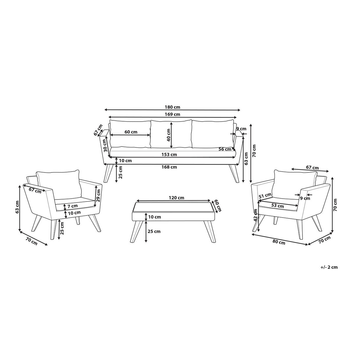 LOUNGE-SET 5-sitzer PE Rattan Olivgrün Vittoria - Beige/Dunkelbraun, Kunststoff - Beliani