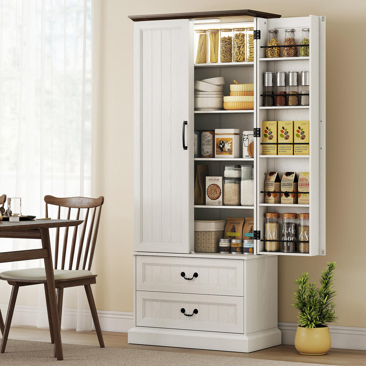 MEHRZWECKSCHRANK DE-11241 LED mit Sensor & verstellbaren Böden Weiß - Weiß, Holzwerkstoff (39.5/183/76cm) - ComfortXL