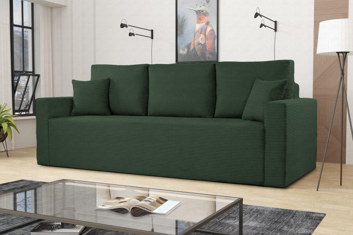 SCHLAFSOFA ZOOM Mit Bettkasten Stoff Zoom Grün - Grün, Holz/Textil (227/90/92cm) - Kaiser Möbel