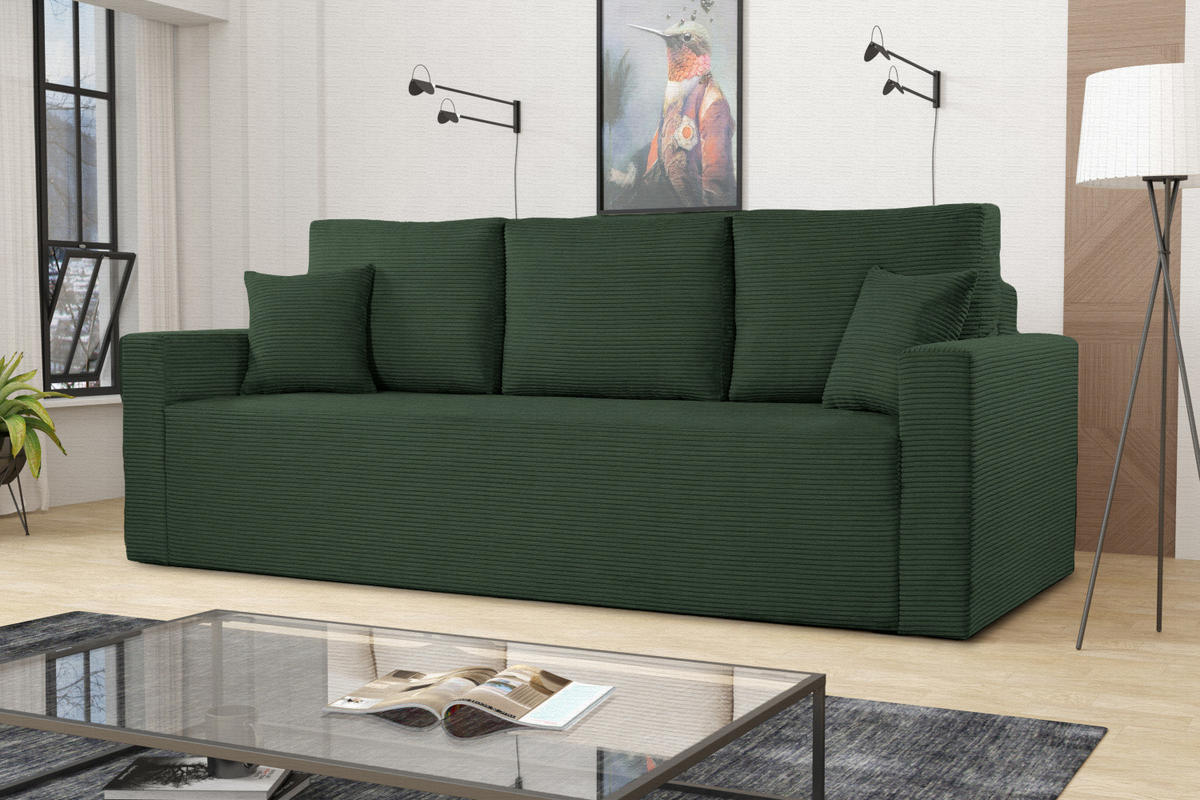 SCHLAFSOFA ZOOM Mit Bettkasten Stoff Zoom Grün - Grün, Holz/Textil (227/90/92cm) - Kaiser Möbel