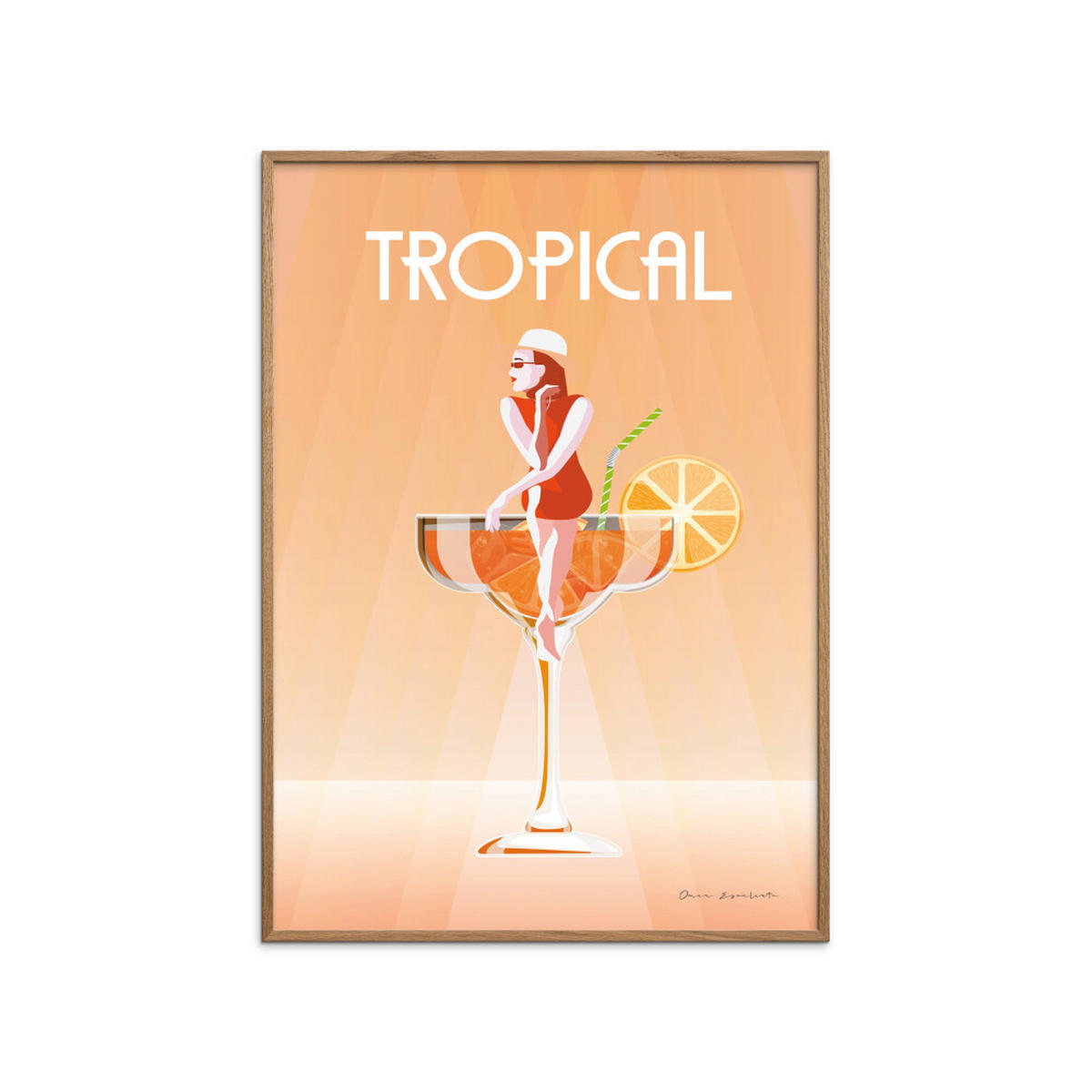 POSTER mit Rahmen Wild Apple - Tropical Drink - Eichefarben/Orange, Holz/Papier (70/100cm) - Poster&Frame
