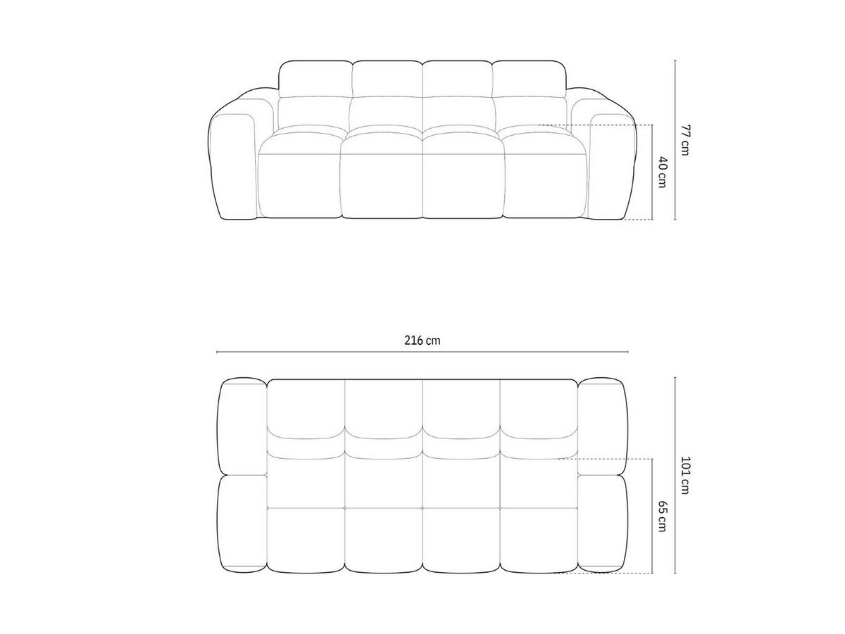 SOFA Lisa aus strukturiertem Stoff grün meliert 3 Sitzplätze - Grün, Textil (101/77/216cm) - Micadoni