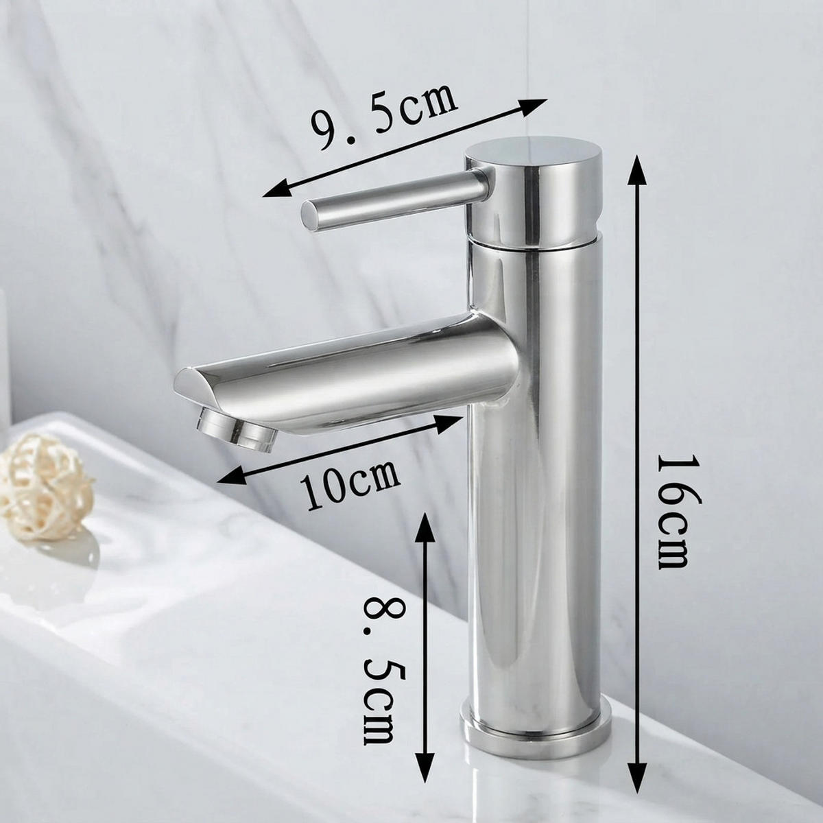 BADEZIMMERARMATUR, 16 x 9,5 cm, silber - Silberfarben, Metall (28/7/25.5cm) - Vallsero