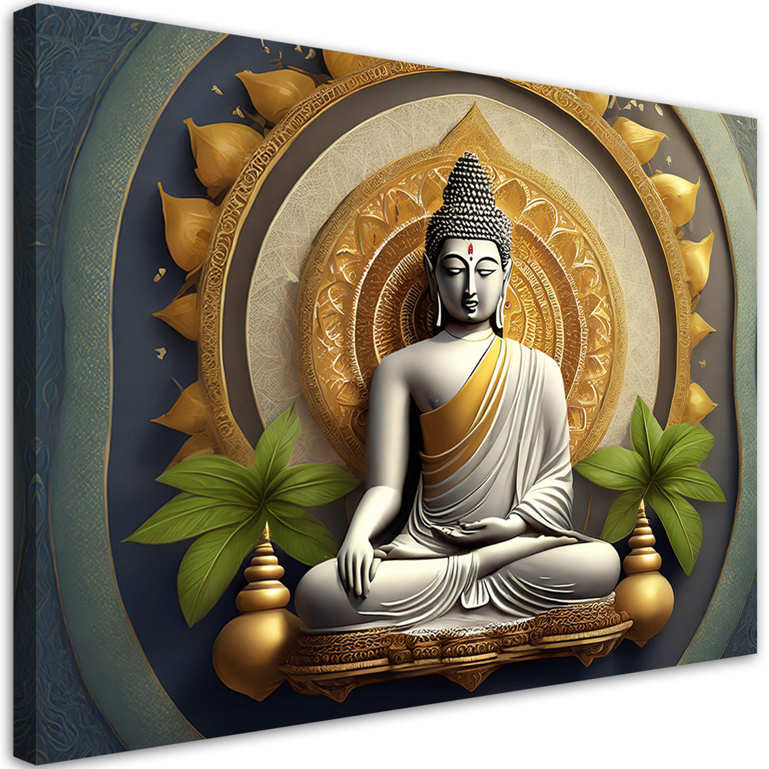 WANDBILD zen buddha statue - Goldfarben, Textil (60/40cm) - Feeby