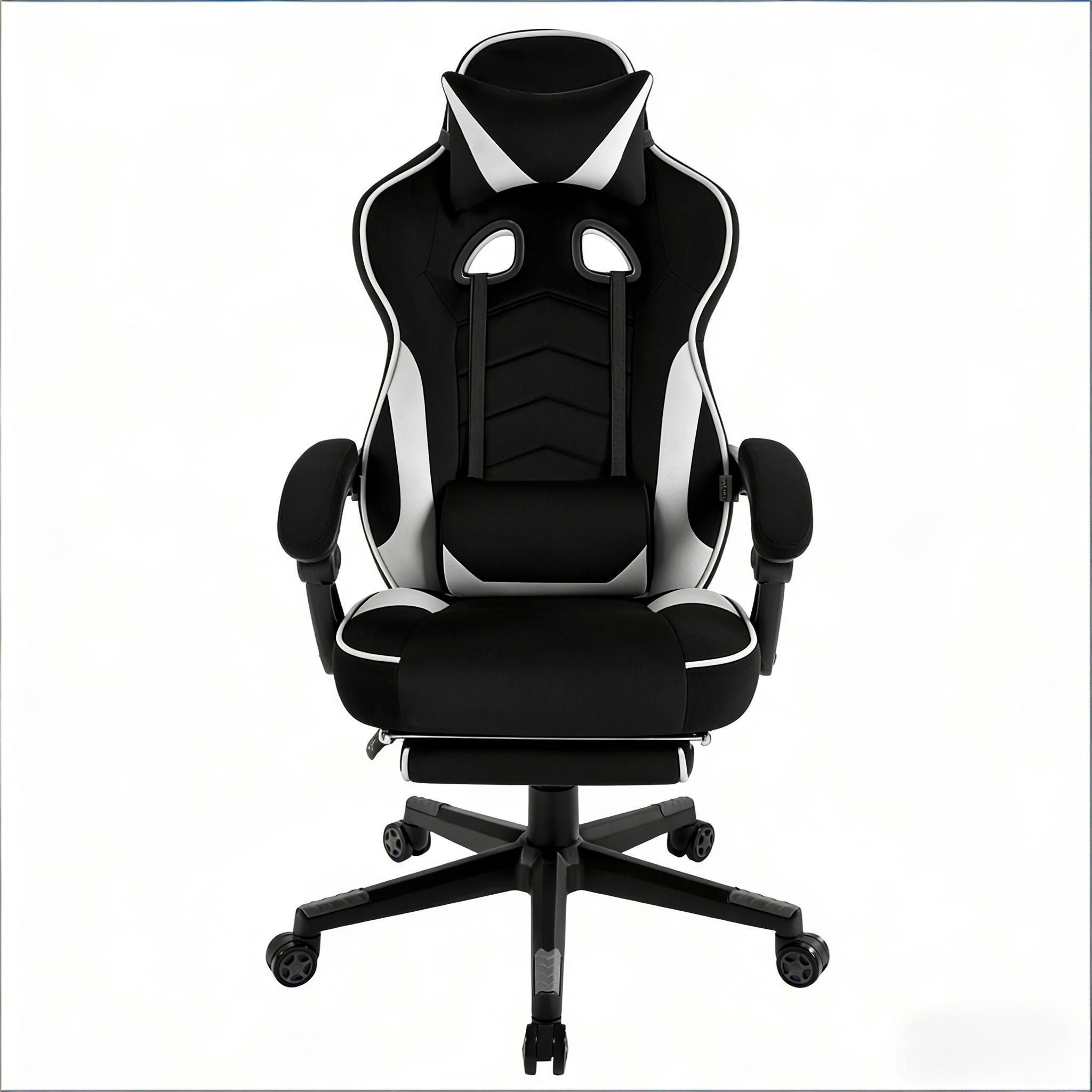 GAMINGSTUHL Schwarz/Weiß 70/46/128 cm - Schwarz, Metall (70/128/46cm) - PANGIVO