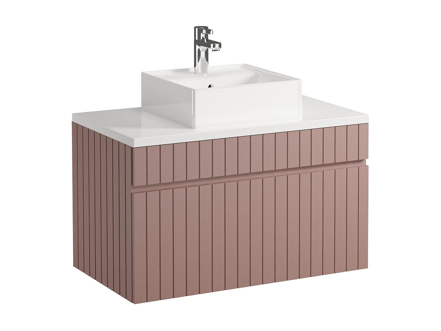 EINZELWASCHTISCH - 80cm x 46cm - MDF - puderrosa - SATARA - Pink, Holz (80/46/46cm) - Vente-Unique