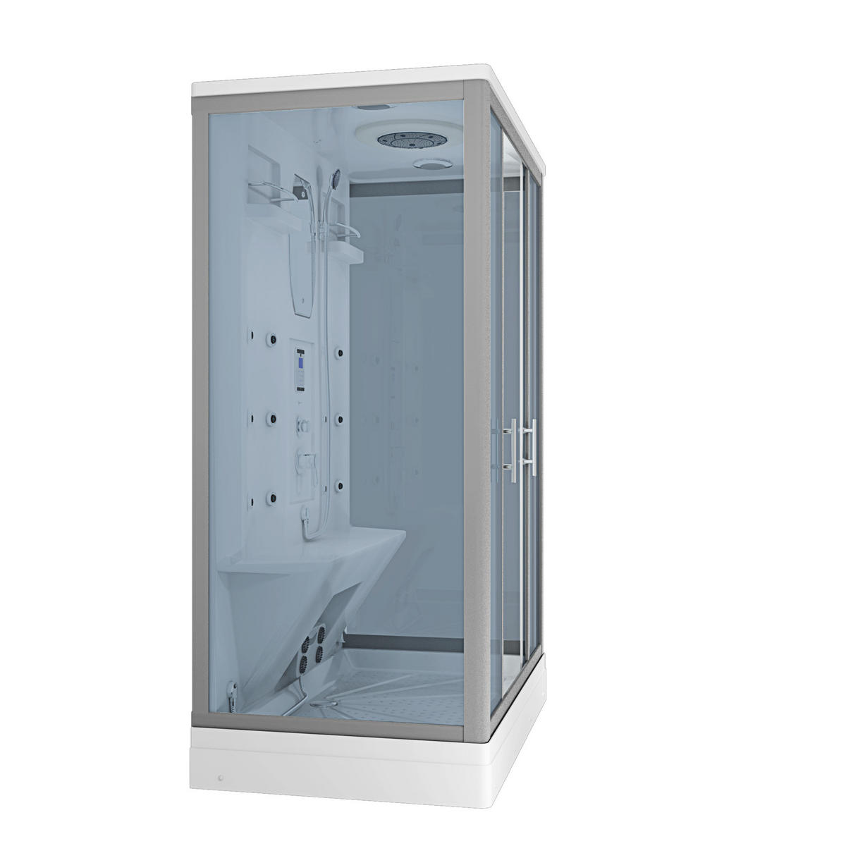 ACQUAVAPORE Dampfdusche Sauna Dusche Duschkabine D27-EH-EC-EA 140x90 cm MIT 2K Scheiben Versiegelung - Weiß, Glas/Kunststoff (140/90/215cm) - AcquaVapore by Sandra Jentho