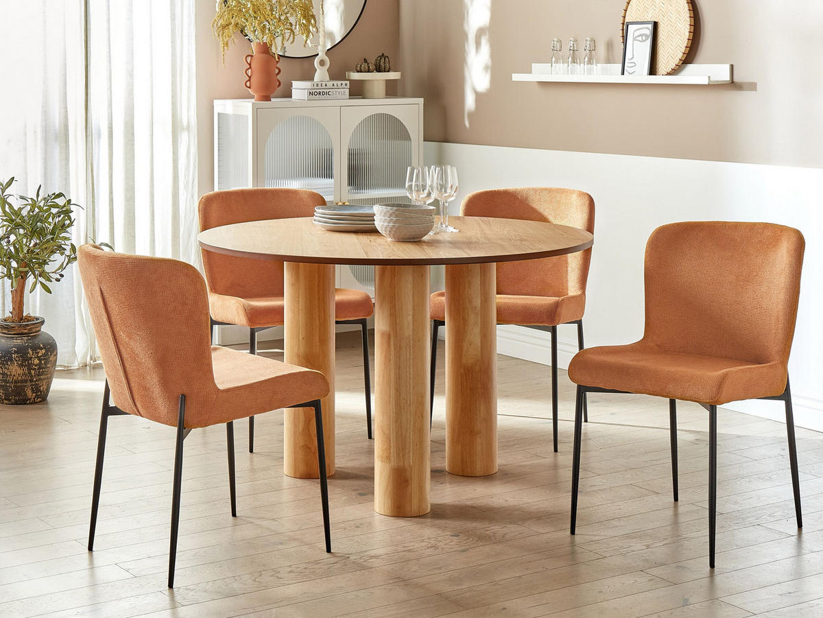 STUHL 2er-Set Polsterbezug Orange Ada - Orange, Textil/Metall (49/82/48cm) - Beliani