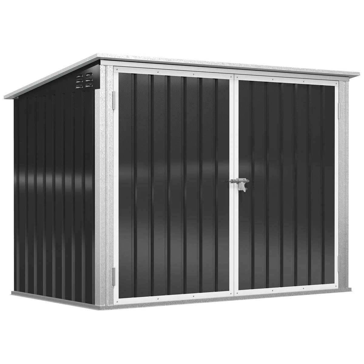 MÜLLTONNENBOX, abschließbar, für 2 Mülltonnen, Stahl, Schwarz - Schwarz, Metall (104.5/128.5/178.5cm) - Outsunny