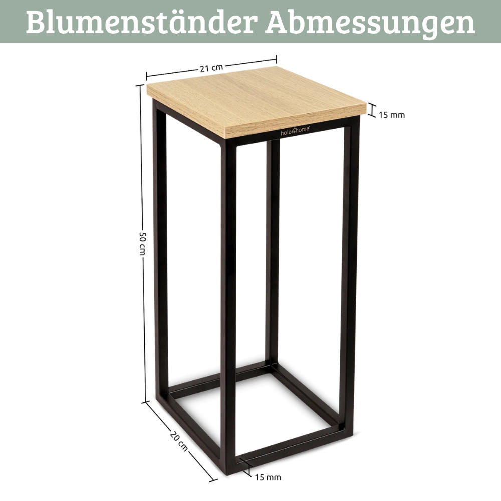 BLUMENSTÄNDER Holz LURI 50 cm hoch MDF Metallgestell - Braun, Holz (20/50/21cm) - DELUKE