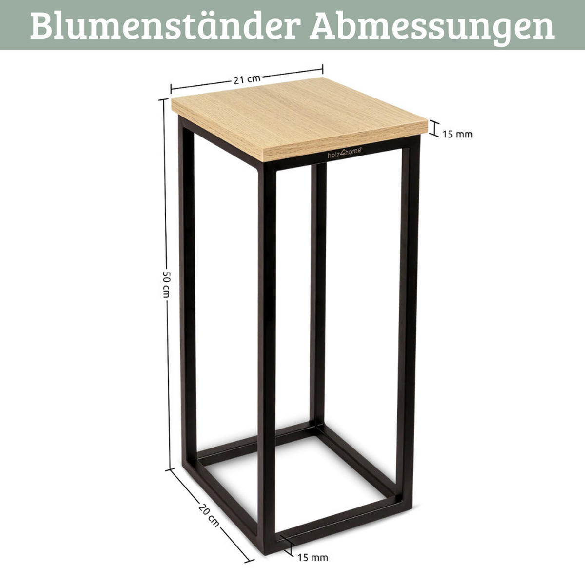 BLUMENSTÄNDER Holz LURI 50 cm hoch MDF Metallgestell - Braun, Holz (20/50/21cm) - DELUKE