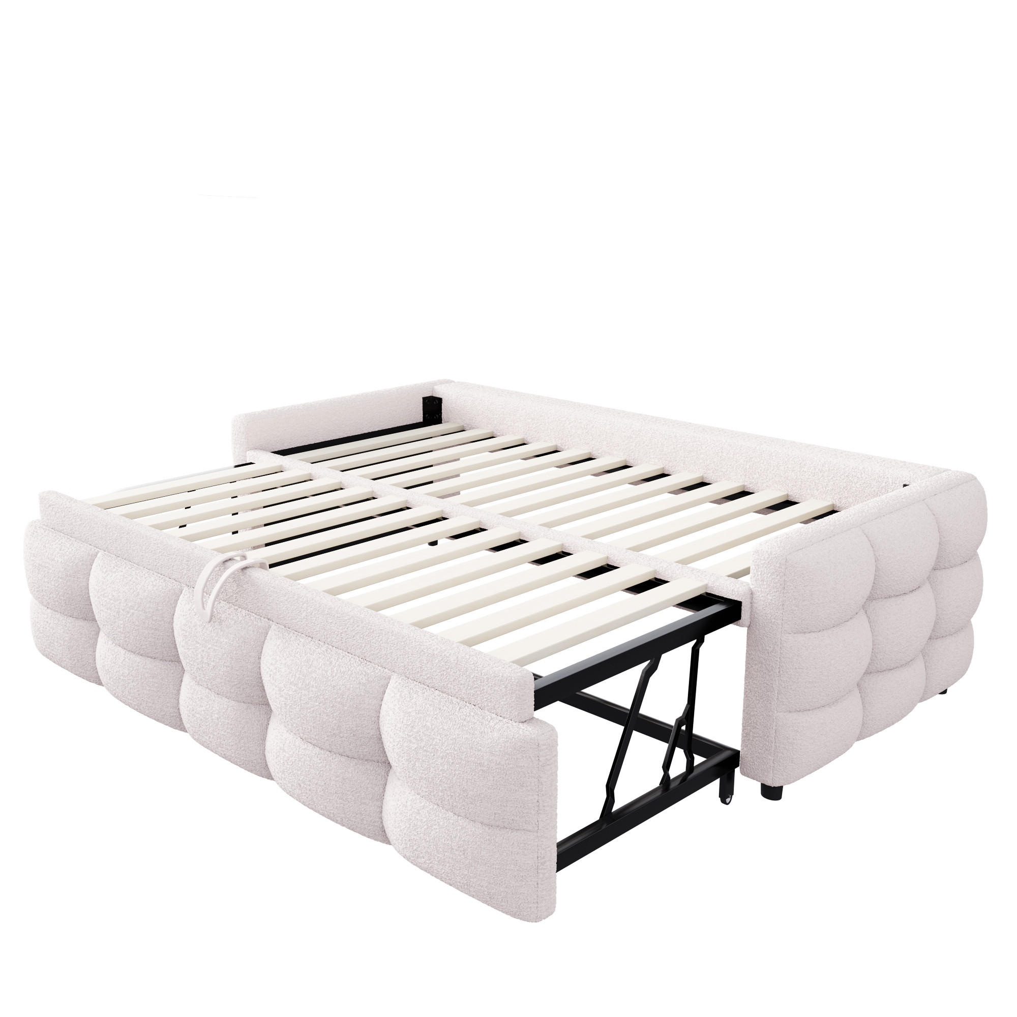 POLSTERBETT 90/190 cm Beige mit Ausziehbett - Beige, Textil (90/200cm) - Oxeza