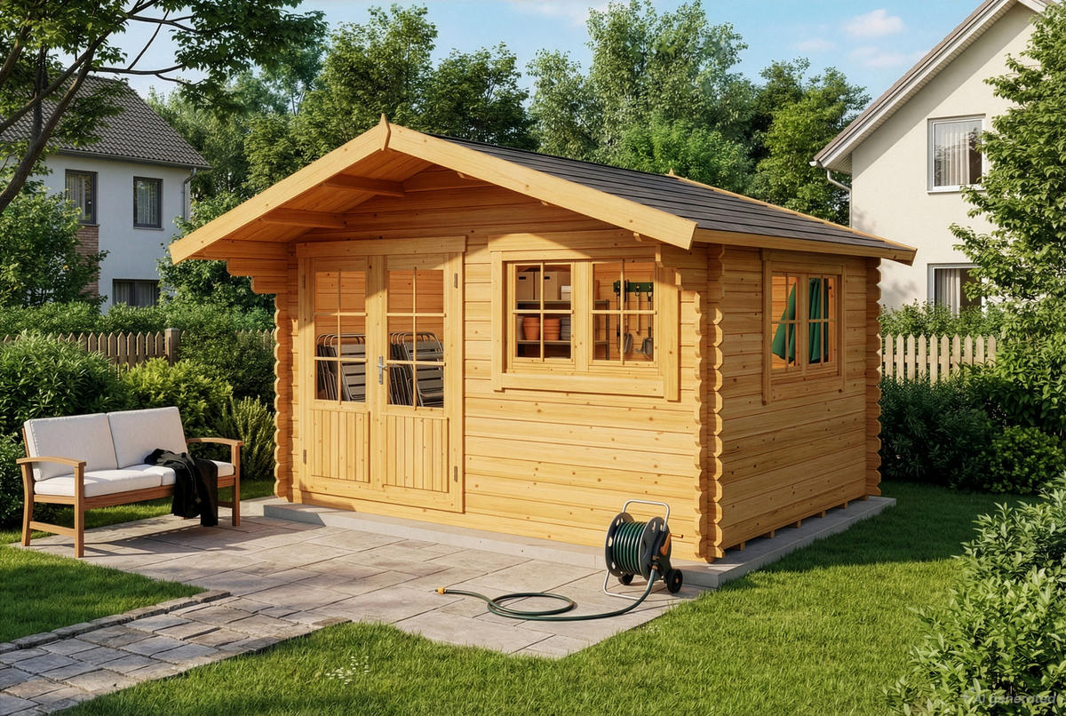 GARTENHAUS Holz Gabriel - Pinienfarben, Holz (438/268/367cm) - Alpholz