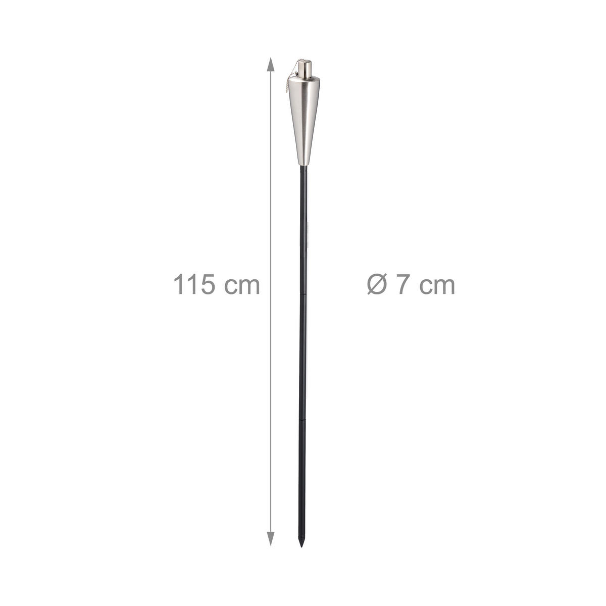 3xGARTENFACKEL - Schwarz, Metall (115cm) - Relaxdays