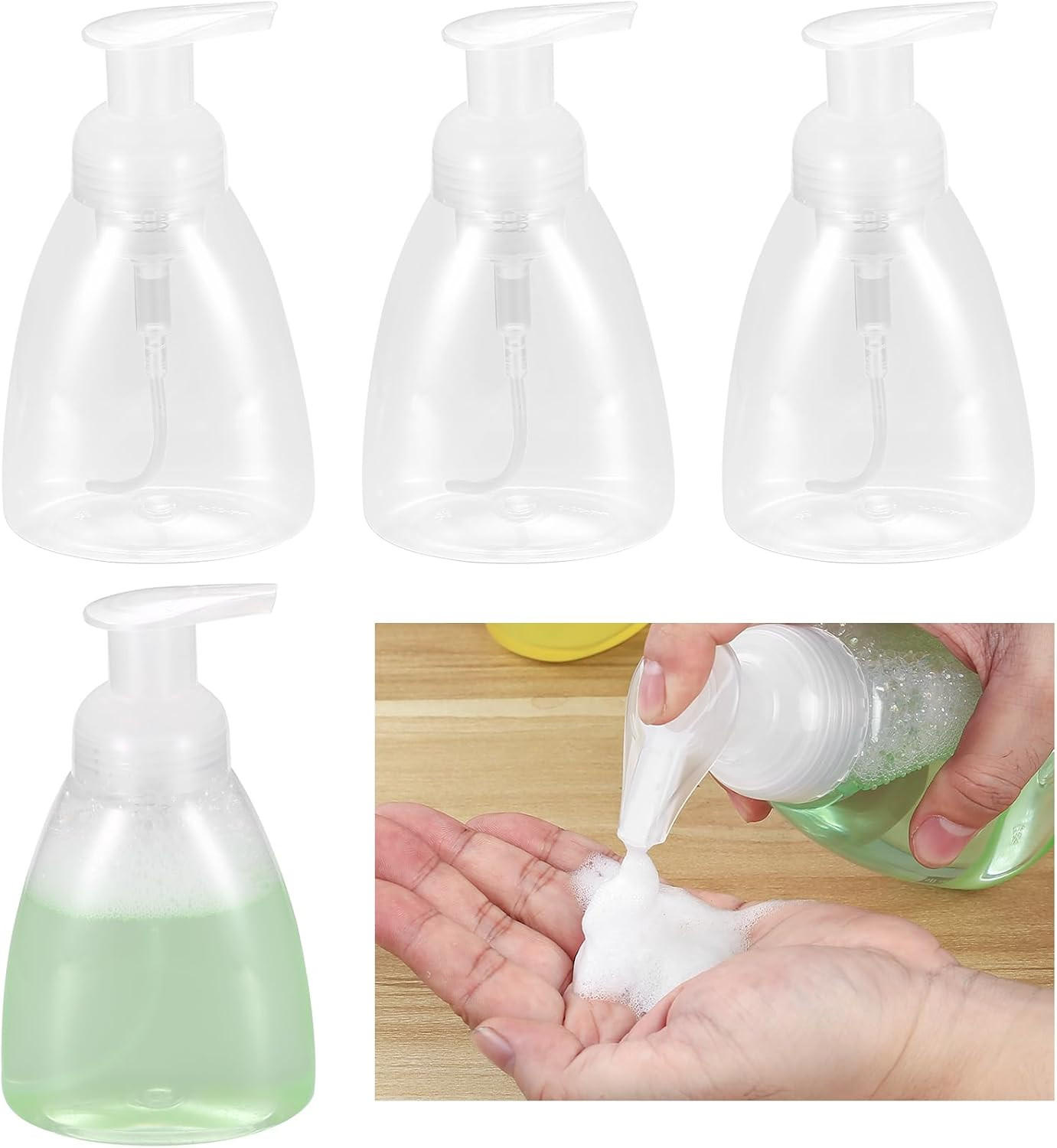 SEIFENSPENDER , 300-ml-Schaumseifenspender – 4er-Pack - Transparent, Kunststoff (9.2/16/9.2cm) - BELZ
