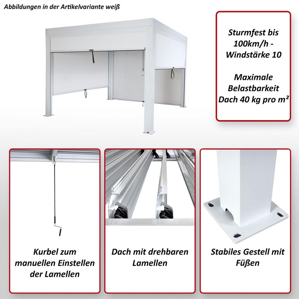 Thumbnail - MCW Pergola, Anthrazit, Metall, 300x220x300 cm, Sonnen- & Sichtschutz, Pavillons & Pergolas
