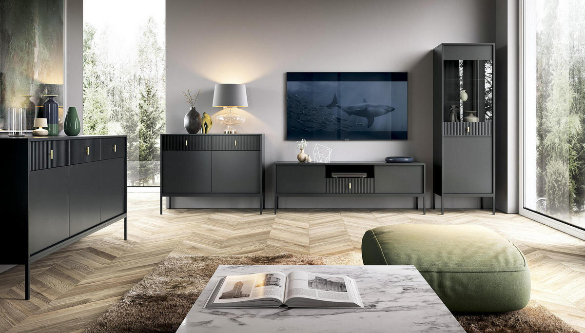 SIDEBOARD MAGGIORE Schwarz 104x39x83 cm - Schwarz, Holzwerkstoff (104/83/39cm) - FURNLUX