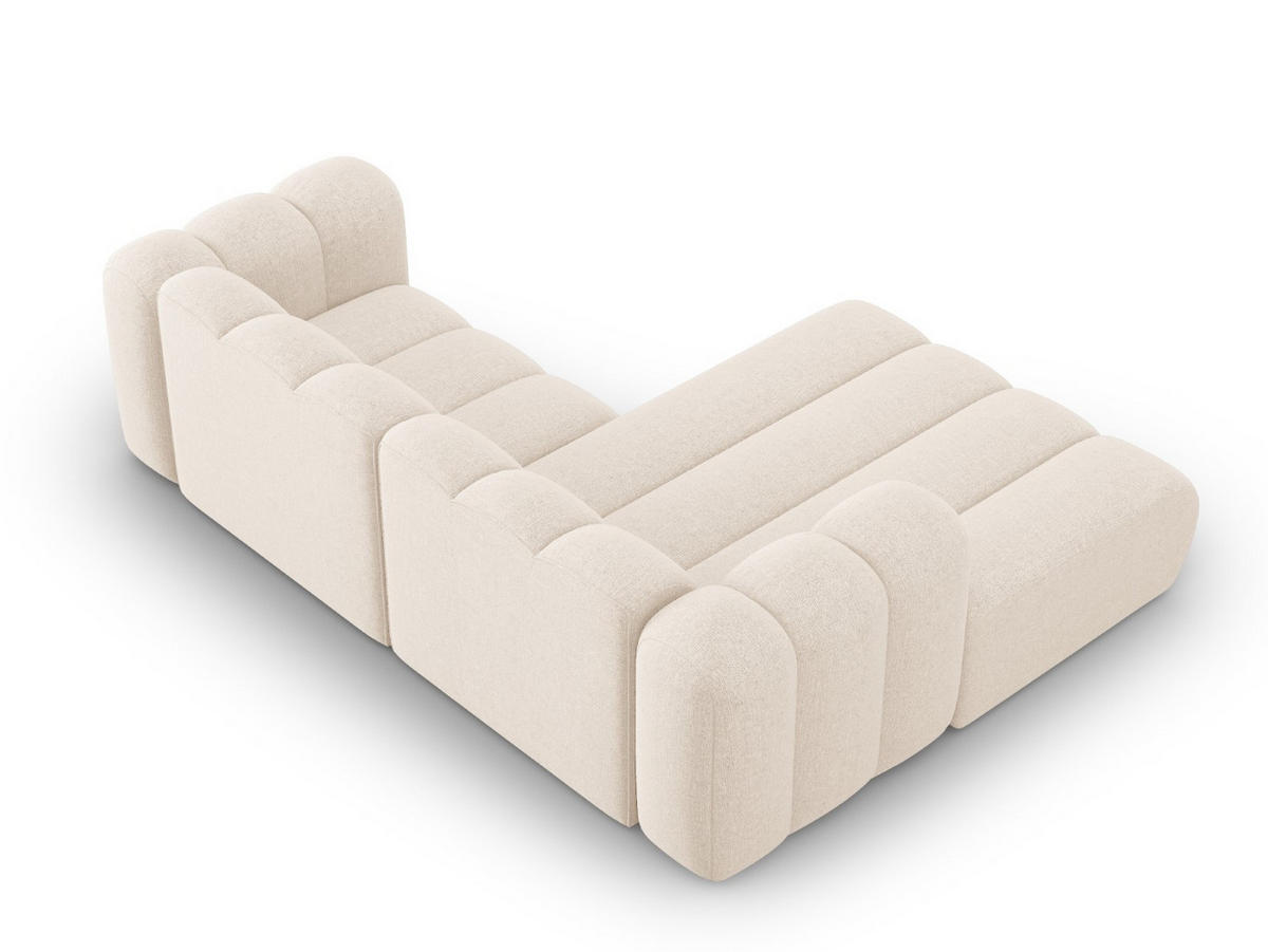 ECKSOFA modular links Lupine aus Chenille-Stoff leichtes beige 3 Sitzplätze - Creme, Textil (177/230cm) - Micadoni