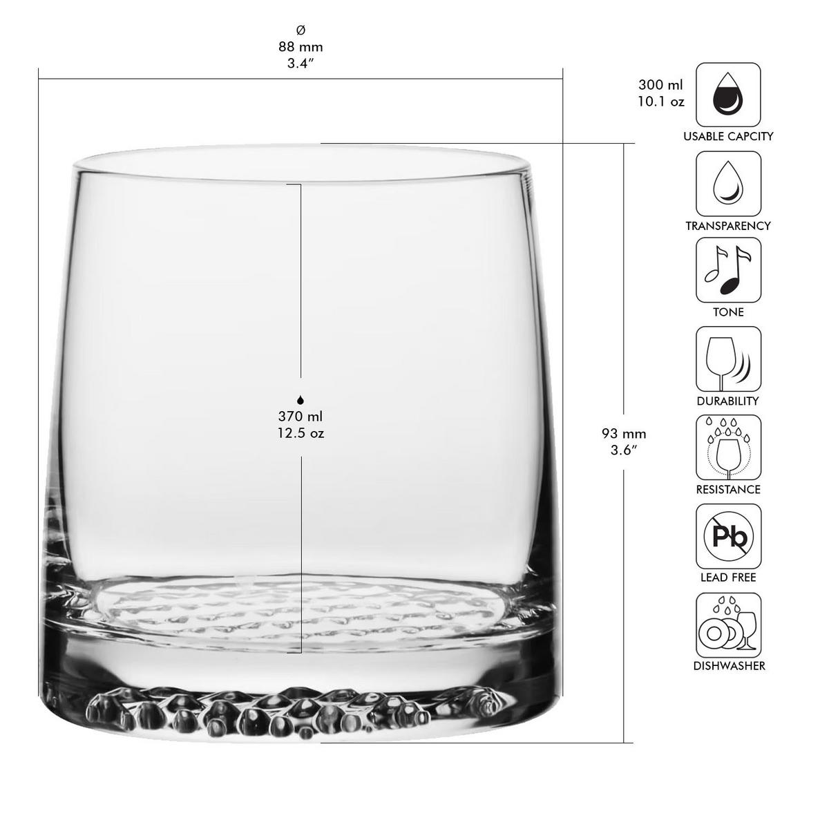 WHISKYGLÄSER, 6er-Set, 370 ml - Transparent, Glas (0.37L) - Krosno Glass