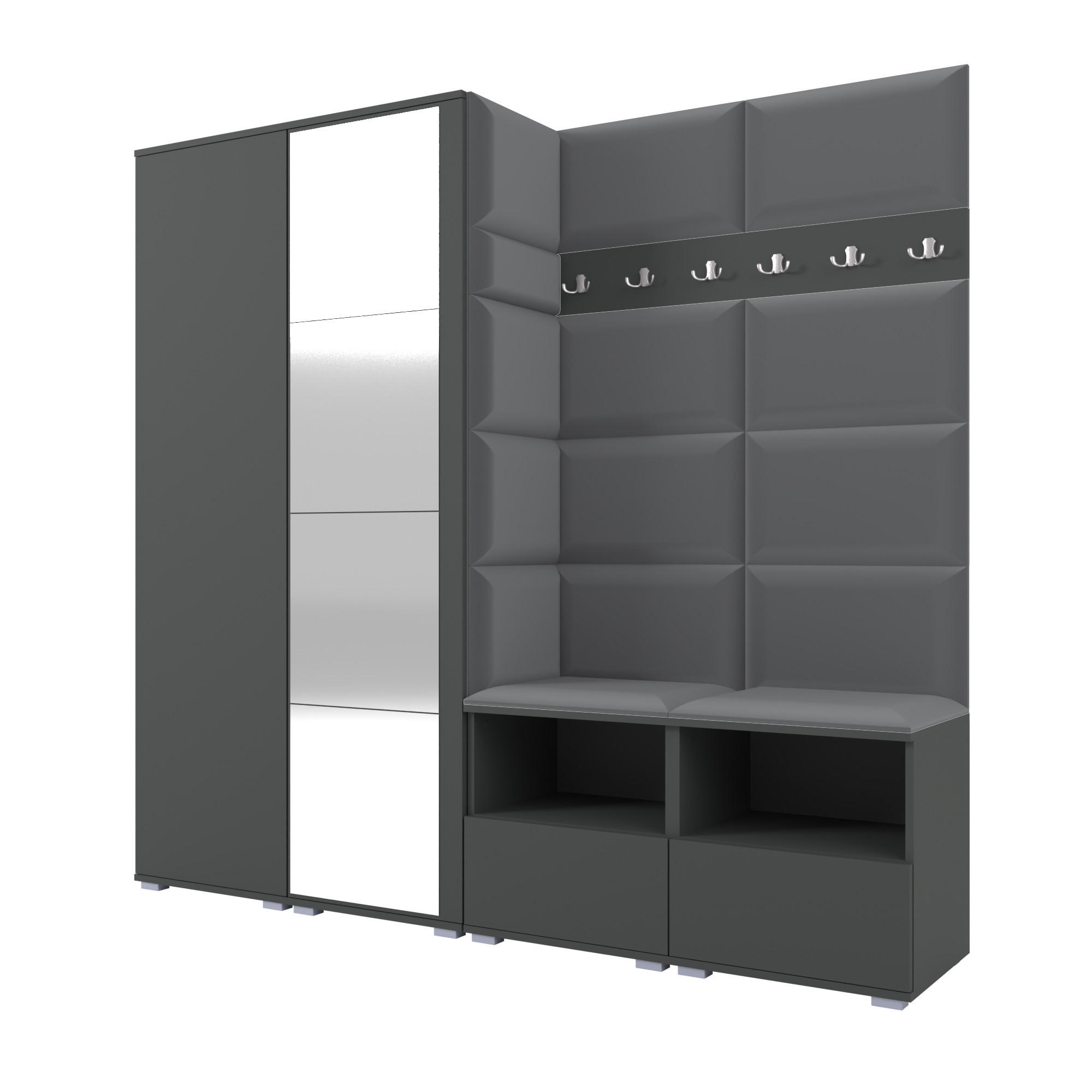 Ravio Garderobe Graphit, Dunkelgrau 200x187x40 cm