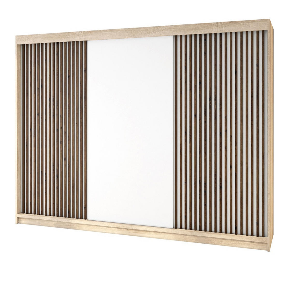 SCHWEBETÜRENSCHRANK 200 CM IOSA Farbe: Sonoma , weiß - Braun/Weiß, Holzwerkstoff (200/215/59.5cm) - A&J MöbelLand