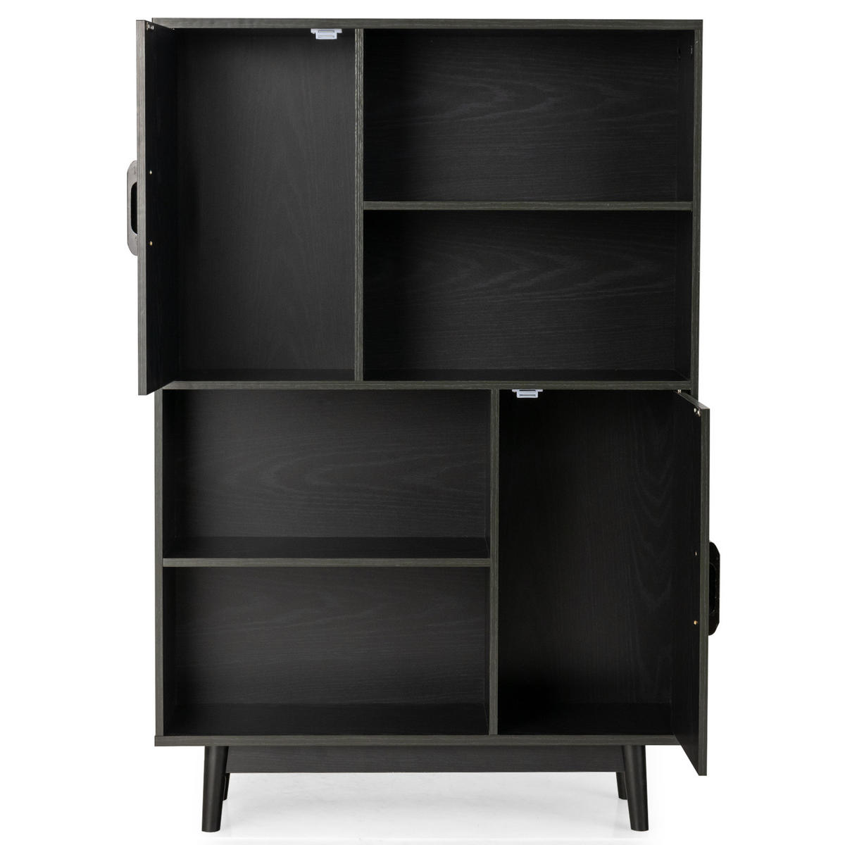 BÜCHERSCHRANK Schwarz - Schwarz, Holz (24/120/80cm) - COSTWAY