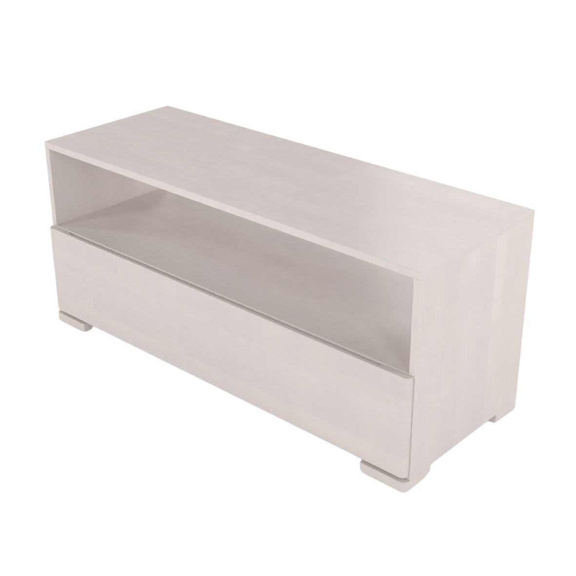 Thumbnail - Visby Massivholz-Tv-Schrank, Weiß, Holz, 120x51.5x44.8 cm, Wohnzimmer, Wohnwände, Lowboards, Lowboards stehend