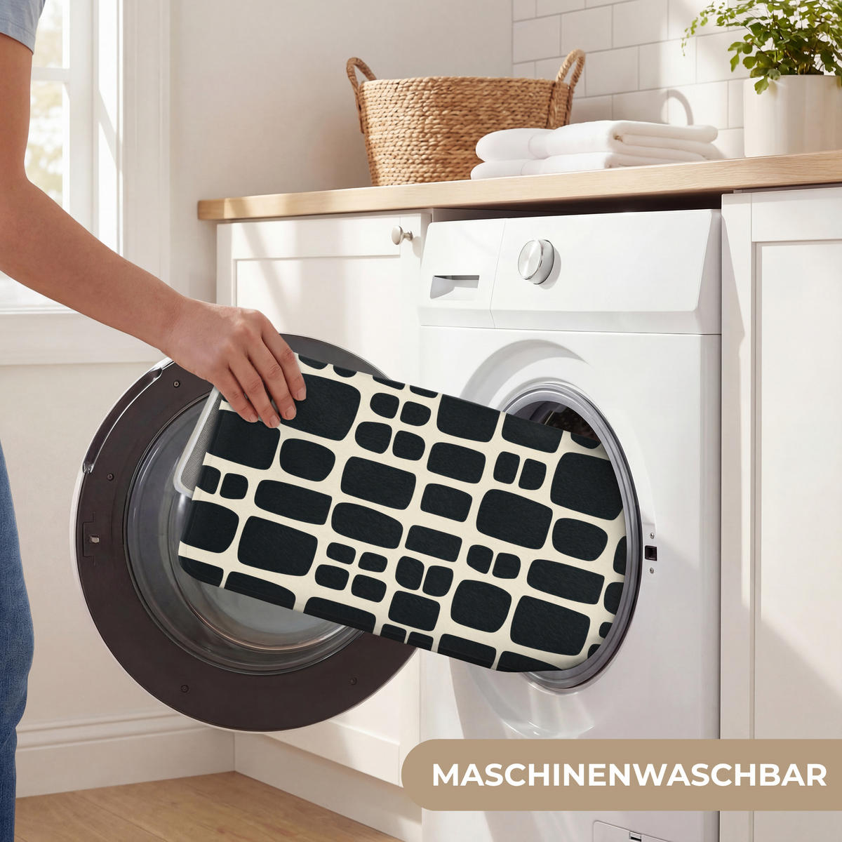 KOUPELNOVÁ PŘEDLOŽKA Moderní - organické - černé 80x50 cm - antracitová, textil/plast (80/50cm)