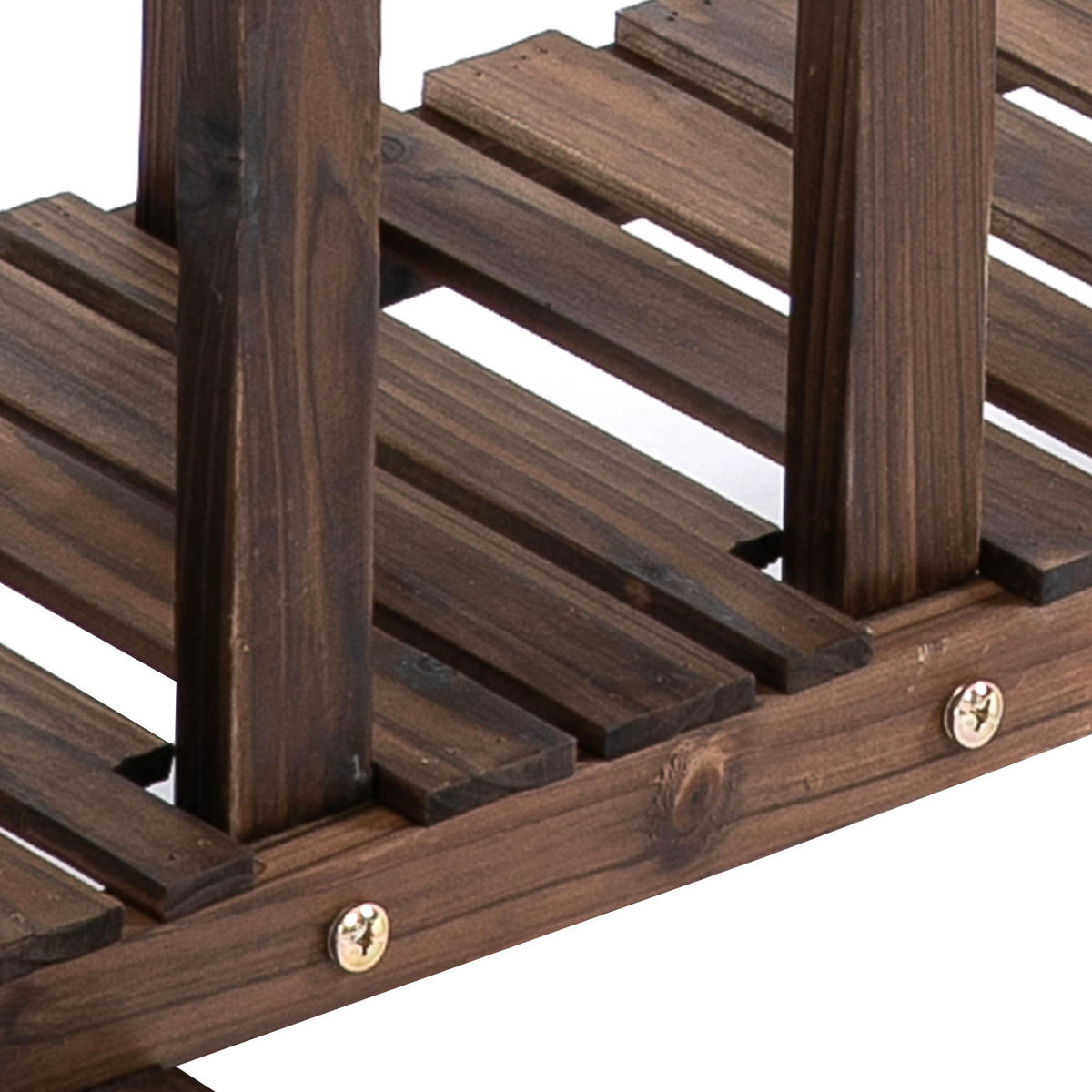 BLUMENTREPPE aus Holz 123,5x33x80 cm in Dunkelbraun mit Rollen - Dunkelbraun, Holz (33/80/123.5cm) - Modfu