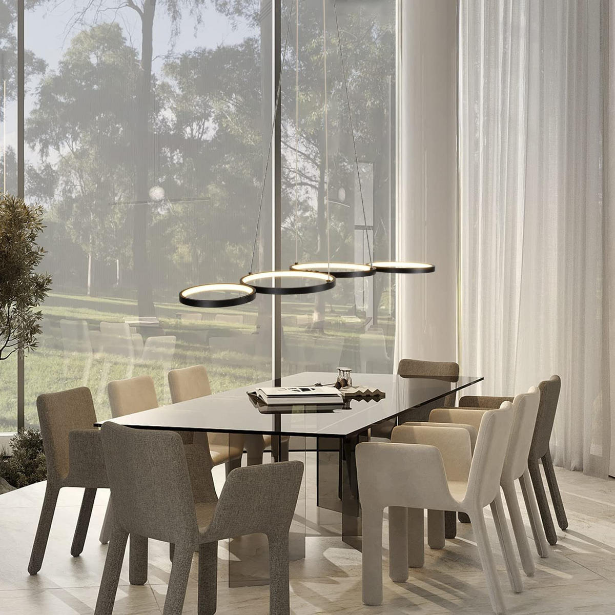 LED-HÄNGELEUCHTE Stralhain 32/160/88 cm - Schwarz, Metall (88/32/160cm) - ZMH