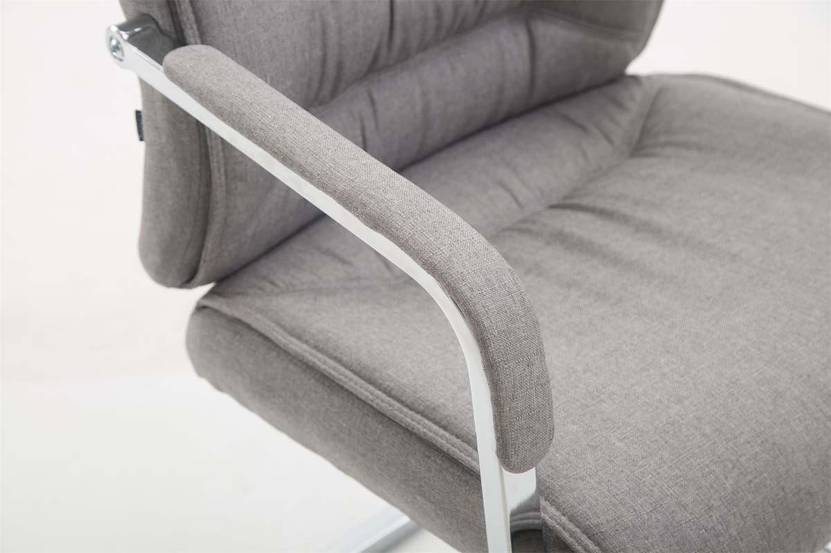 XL Besucherstuhl Miami Stoff Grau Konferenzstuhl Bürostuhl - Grau, Textil (58/102/65cm) - DELUKE