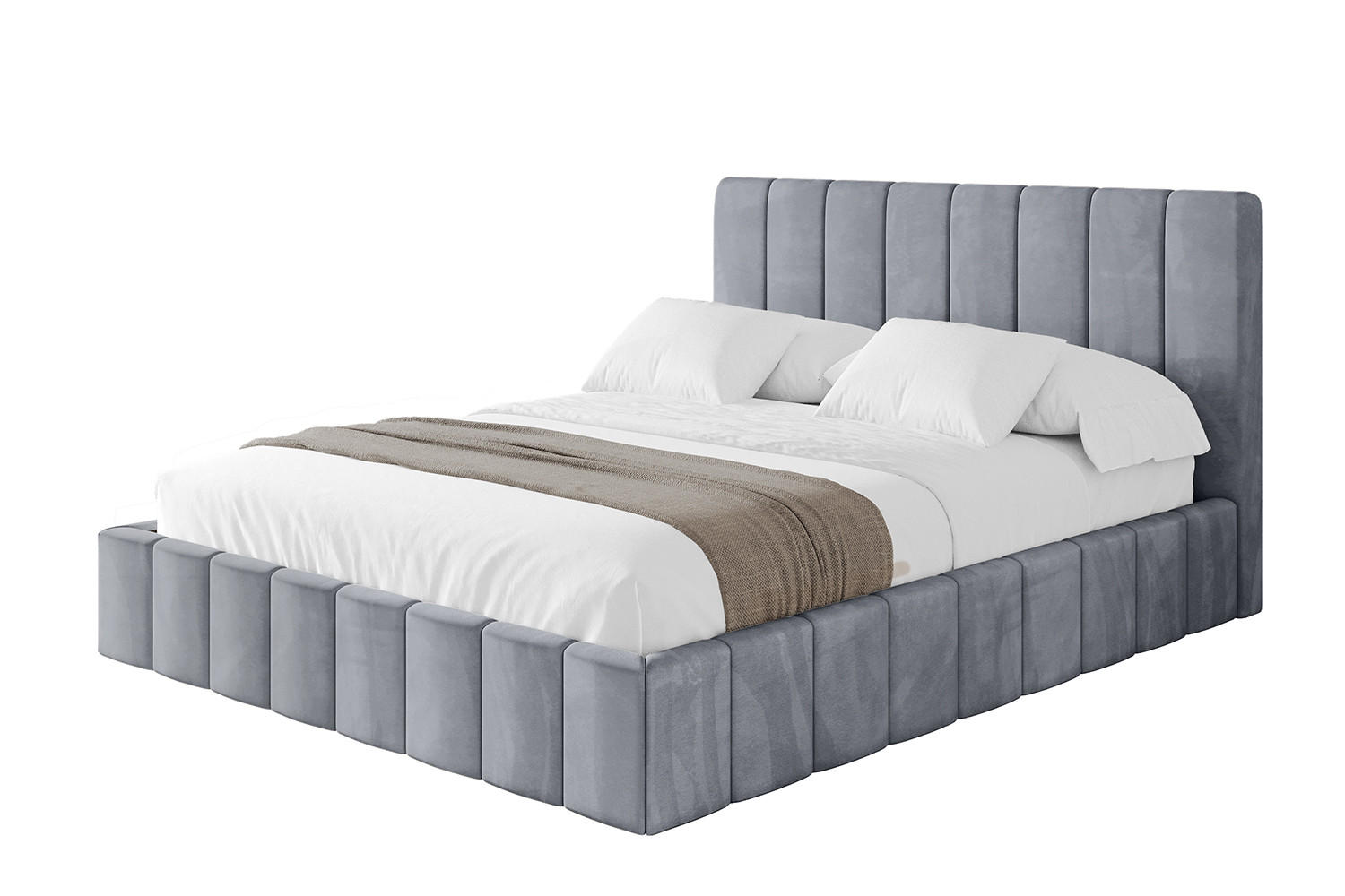 POLSTERBETT mit Bettkasten und Lattenrost, Boxbett ohne Matratze - FINO 120x200 Grau - Grau, Holzwerkstoff/Textil (120/200cm) - ALTDECOR