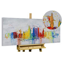 RUČNE MAĽOVANÝ AKRYLOVÝ OBRAZ 120/60 cm, sivý, krajinný motív - sivá, drevo/textil (120/60cm) - KUNSTLOFT