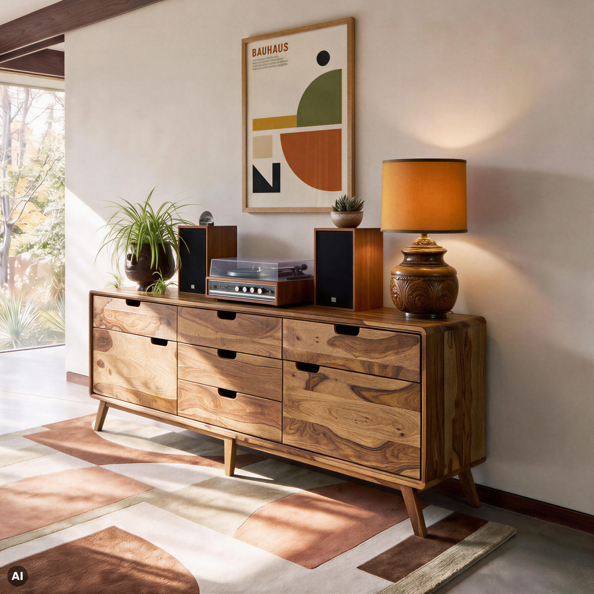 SIDEBOARD Sheesham 200x40x65 natur sandgestrahlt lackiert MALMÖ 2 #230 - Naturfarben, Holz (200/65/40cm) - Massivmoebel24