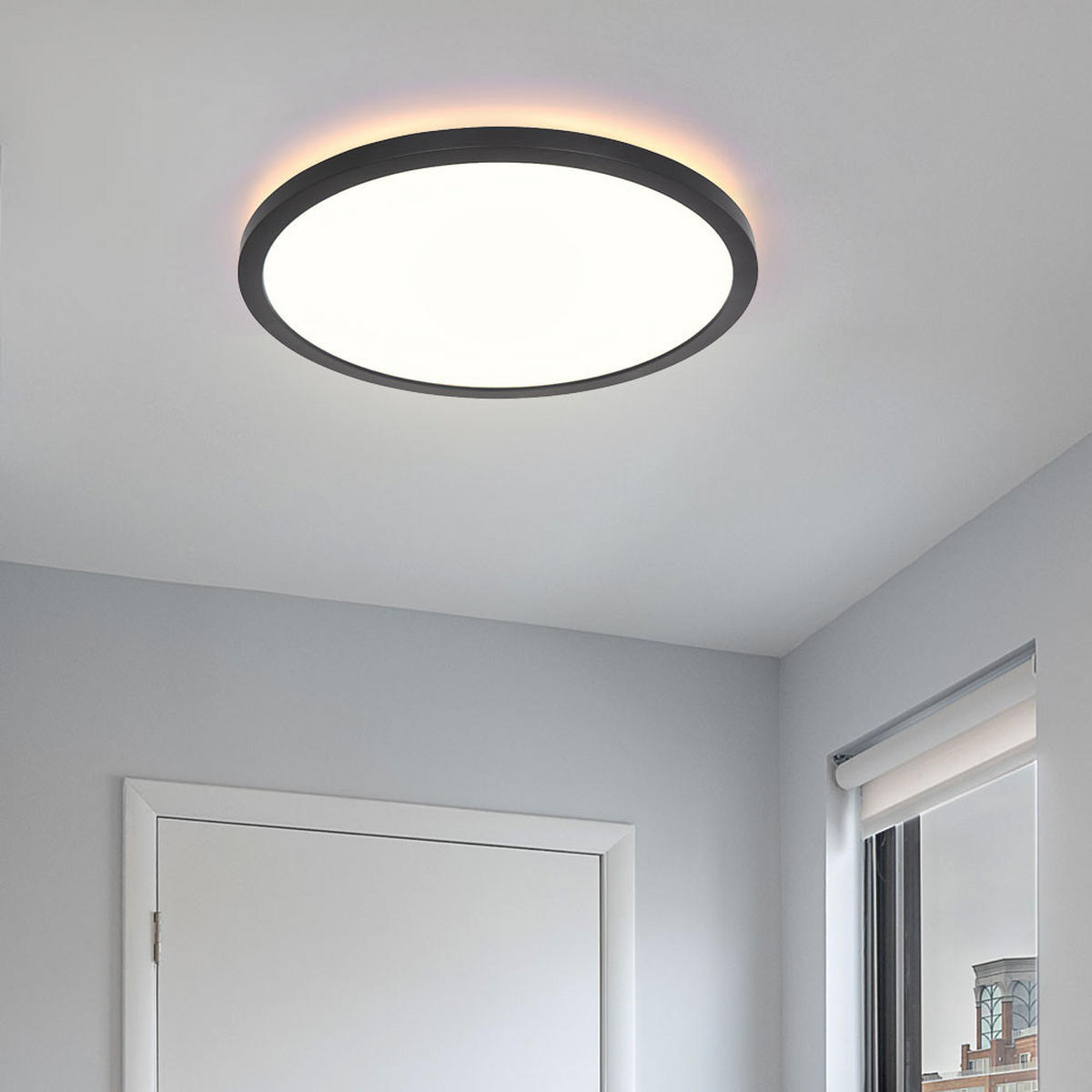 LED DECKENLEUCHTE Kunststoff Schwarz - Schwarz, Kunststoff (29.4/29.4/2.5cm) - Globo Lighting