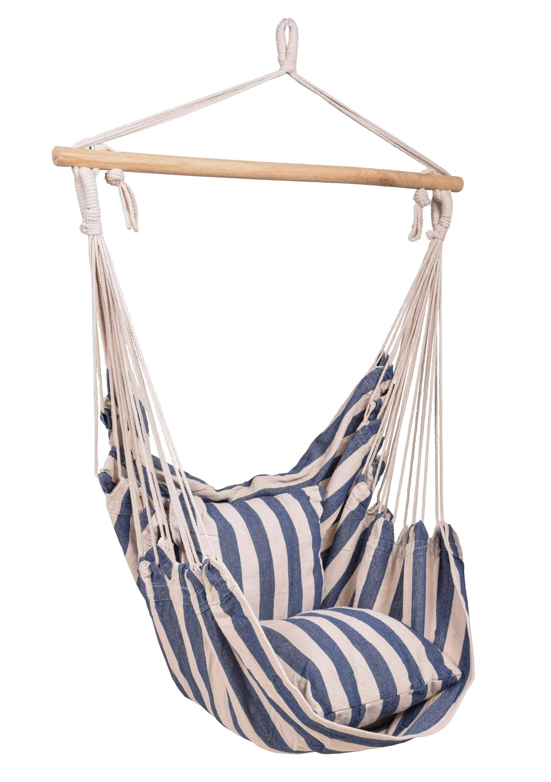 HÄNGESESSEL Mainz Blau-Weiß Hängesitz Aufhängung - Blau, Holz (65/120/90cm) - DELUKE