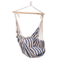 HÄNGESESSEL Mainz Blau-Weiß Hängesitz Aufhängung - Blau, Holz (65/120/90cm) - DELUKE