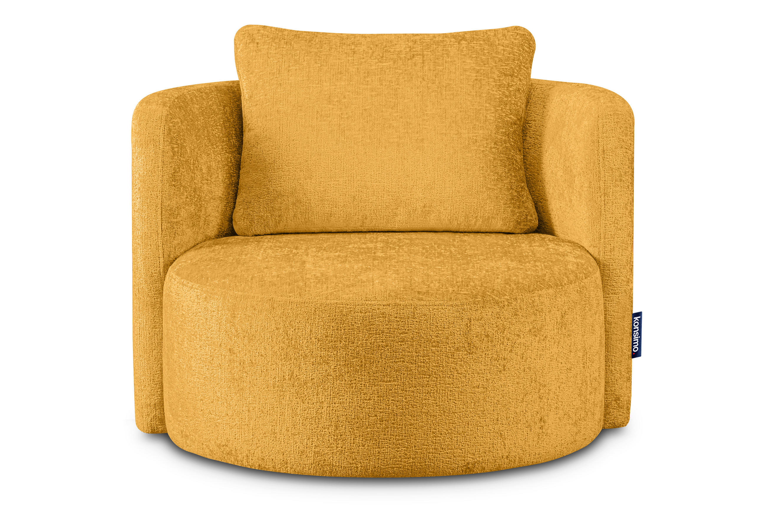 DREHSESSEL RAGGI 360° Drehfunktion mit inklusive dekorativem Kissen, Senfgelb - Hellgelb, Textil (92/75/94cm) - KONSIMO®