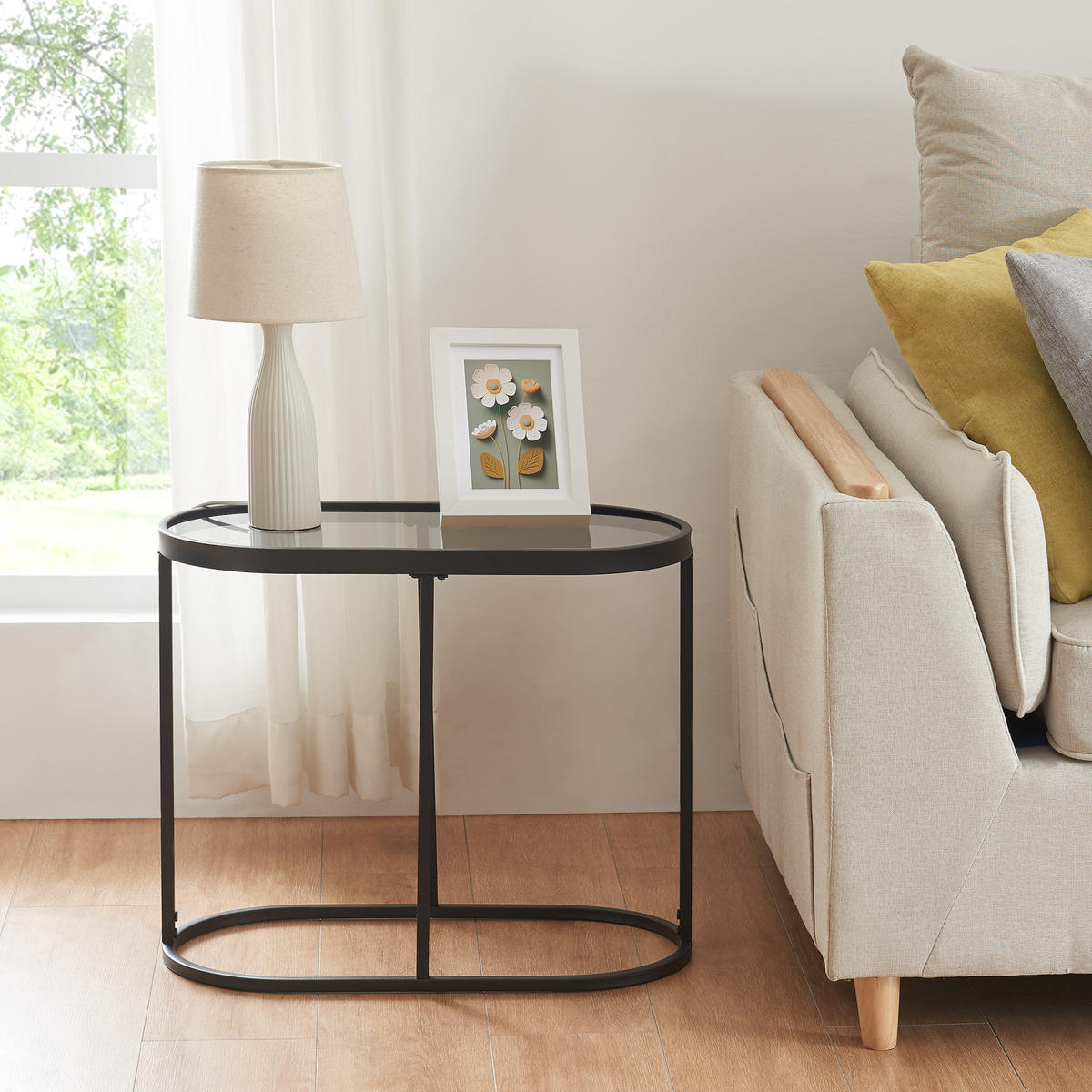 BEISTELLTISCH Luleå - Schwarz, Glas/Metall (27.5/55/45cm) - [en.casa]