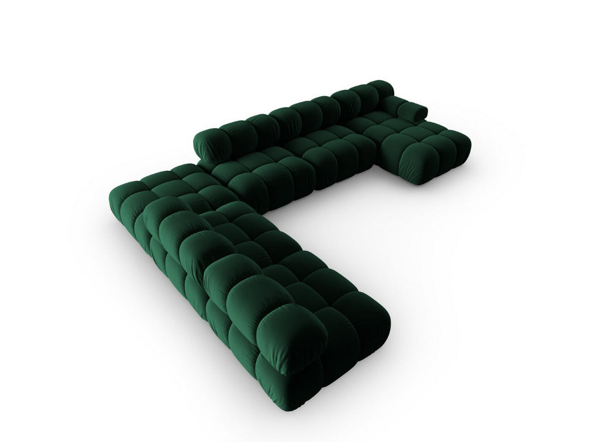 MODULARES-PANORAMASOFA links Bellis aus Samt flaschengrün 7 Sitzplätze - Grün, Textil (282/63/379cm) - Micadoni