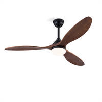 DECKENVENTILATOR DE-16254 52 Zoll mit CCT LED & Holzflügel Schwarz - Walnussfarben, Holz/Metall (132/132/37cm) - ComfortXL