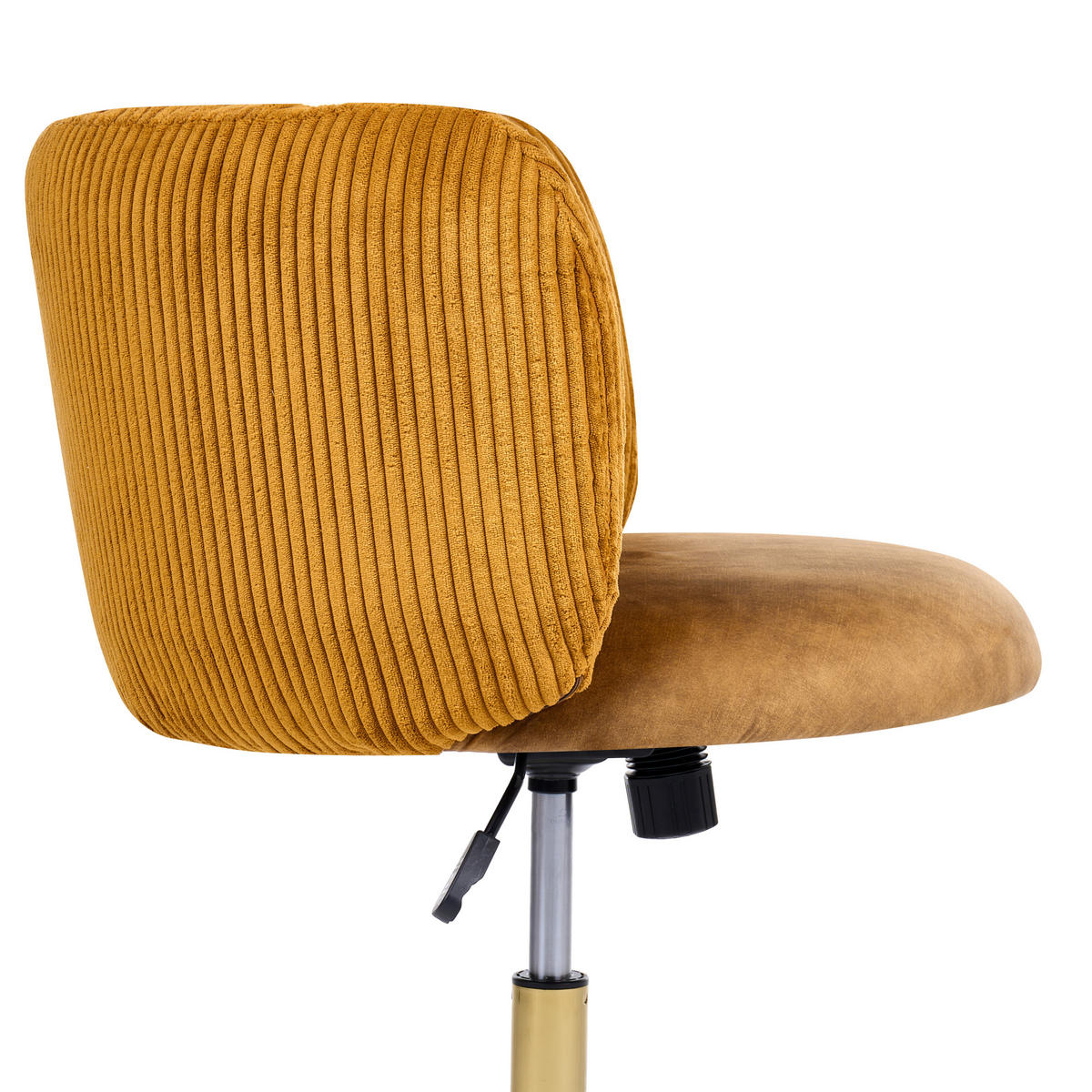 SCHREIBTISCHSTUHL Cord Senfgelb Pelora - Gelb, Textil (64/76/60cm) - Beliani