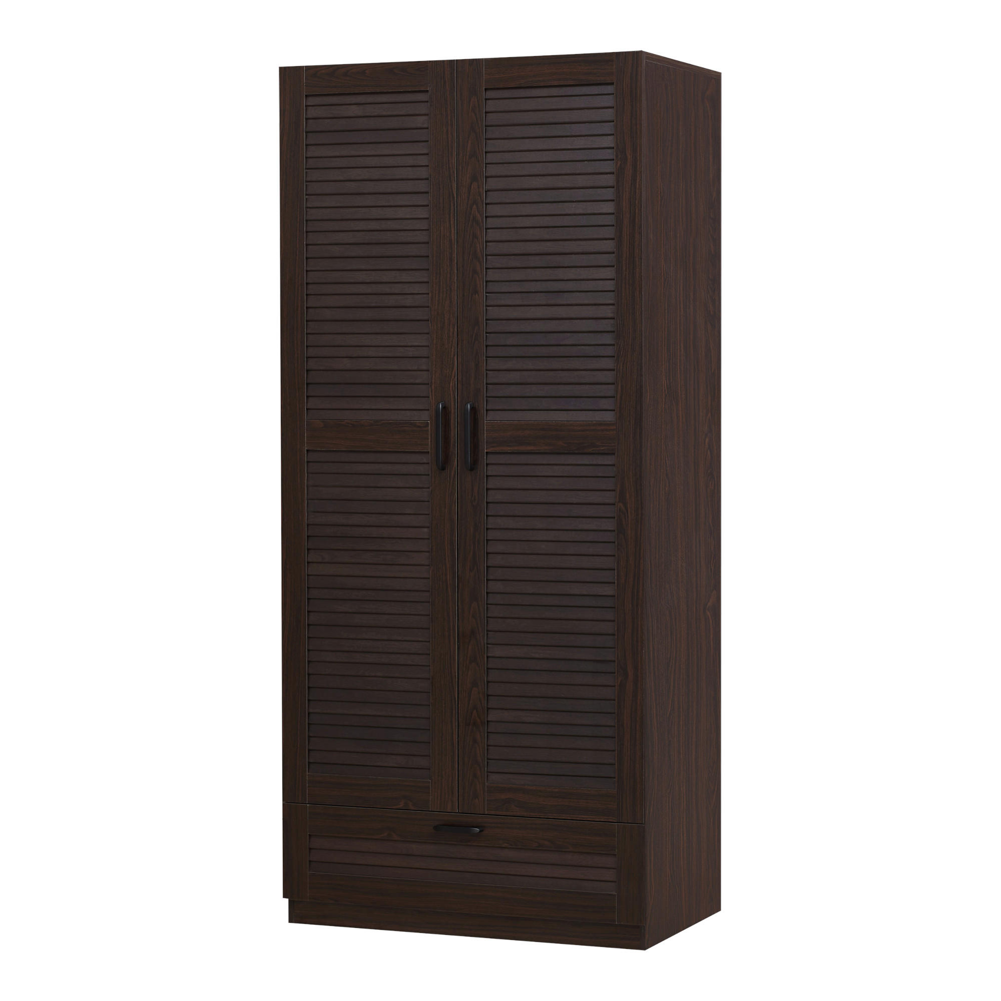 KLEIDERSCHRANK Finning - Walnussfarben, Holzwerkstoff (80/176/52cm) - [en.casa]