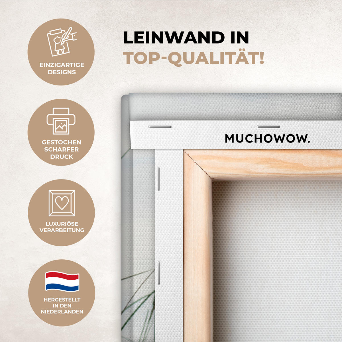 LEINWANDBILD Dünen mit Strandhafer in der Sonne des Nationalparks Schleswig-Holsteinisches Wattenmeer Deko Groß 90x140 cm - Creme, Textil (90/140cm) - MuchoWow