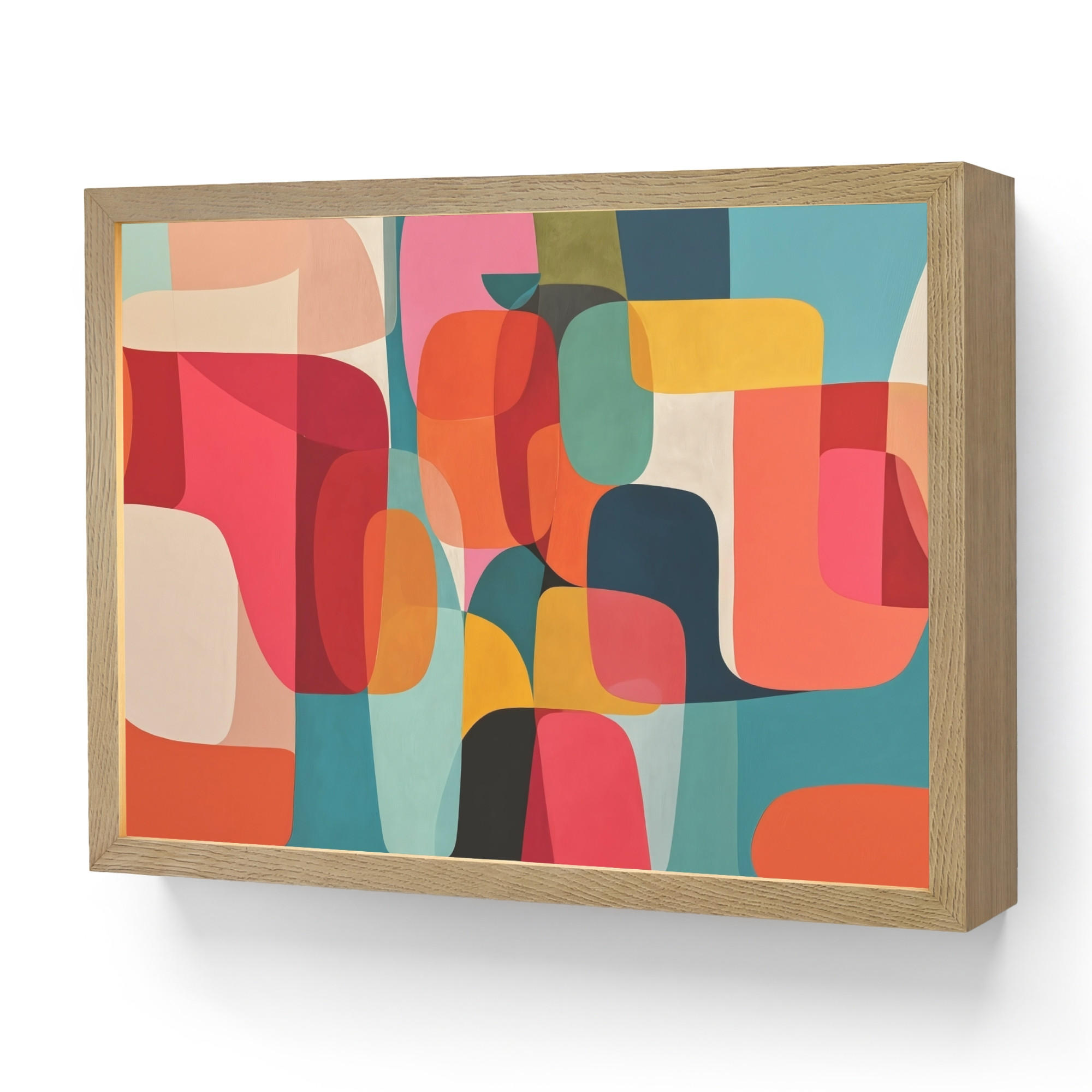 NÁSTĚNNÁ LAMPA S AKUMULÁTOREM Tvary - barevné - abstraktní - letadla 40x30 cm - různobarevná, kompozitní dřevo (40/30/8cm) - OnlyWow