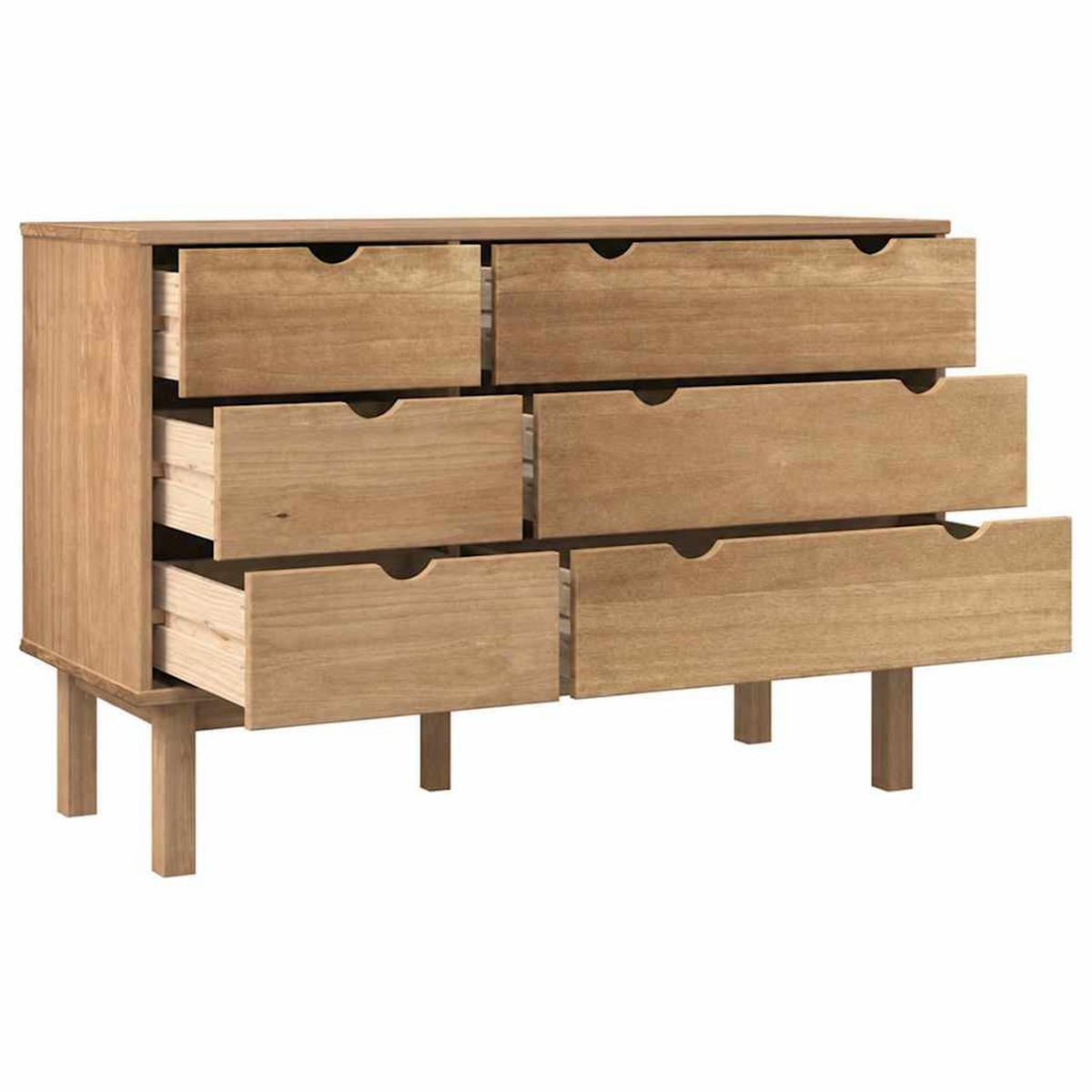 SCHUBLADENSCHRANK 111/43/73,5 Cm Massivholz Kiefer - Braun, Holz (43/73.5/111cm) - vidaXL