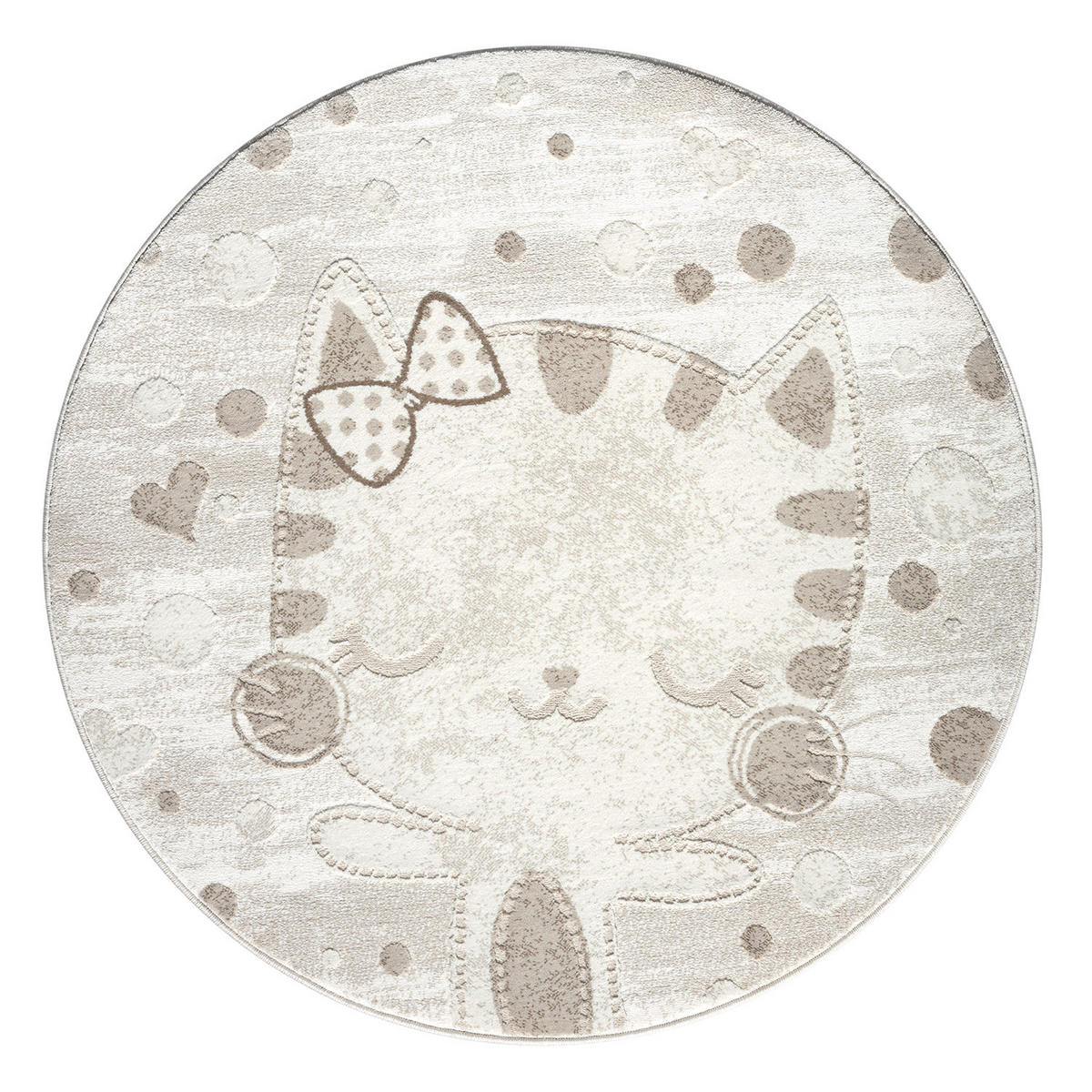 KINDERTEPPICH Mara 720 Creme 120 cm Rund - Beige/Creme, Textil (120/120cm) - carpet city