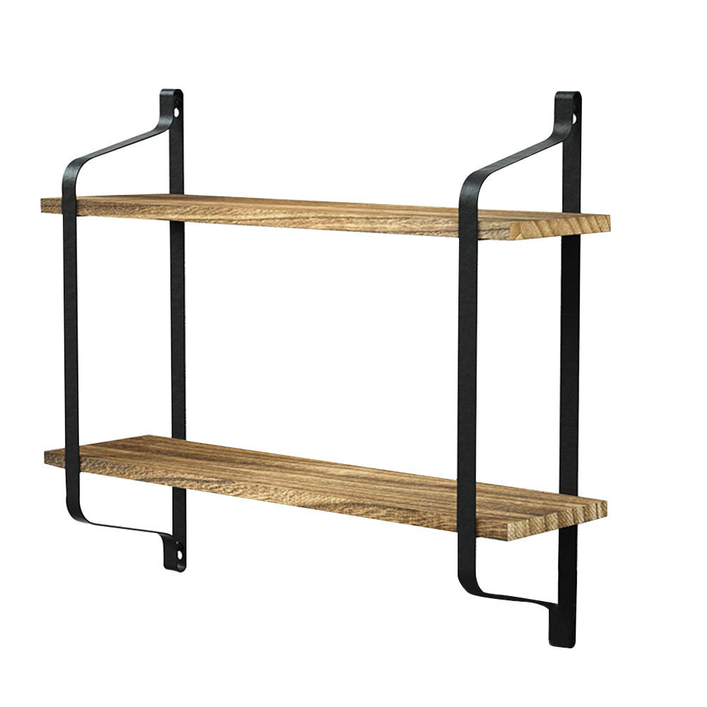 Livingandhome Wandregal Schwarz, Braun 60x51.5x15 cm